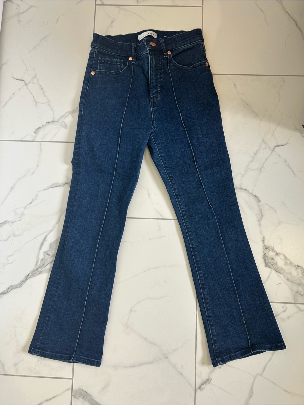 LOFT Dark Blue Denim Jeans with Waistband Label